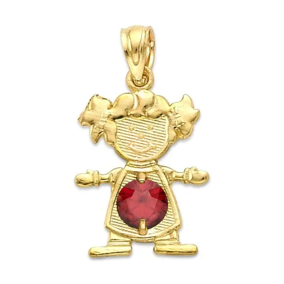 10k Solid Gold Newborn Baby Girl Pendant with Birthstone of Choice for Necklace - Picture 11 of 16